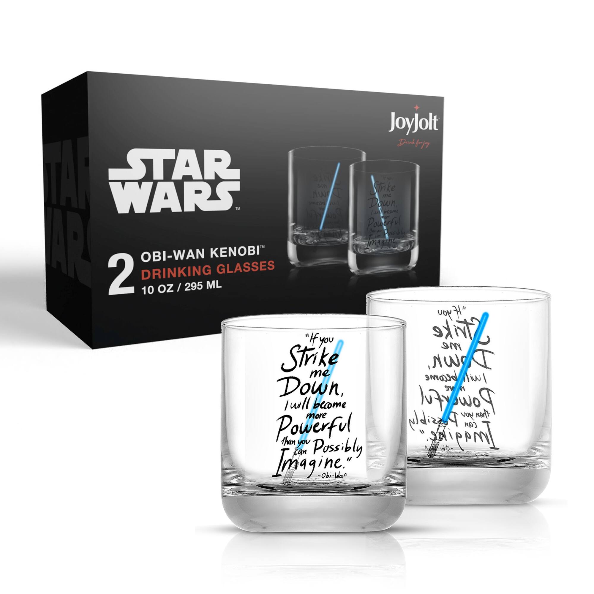 JoyJolt® Star Wars™ 10oz. New Hope Obi-Wan Kenobi Blue Lightsaber Short Drinking Glass, 2ct.